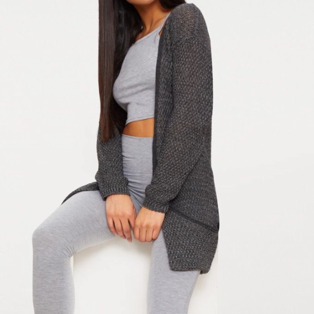 Gray knitted cardigan